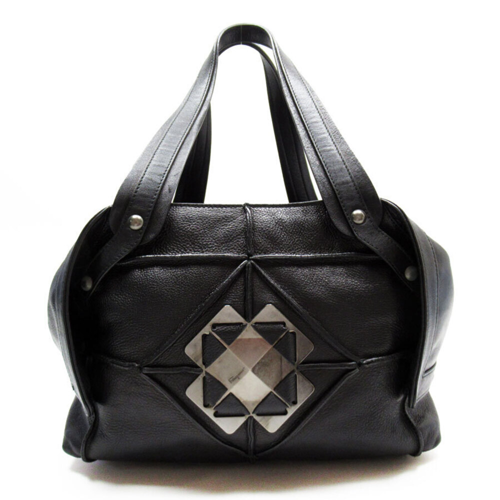 Salvatore Ferragamo Shoulder Bag Leather Metal Black